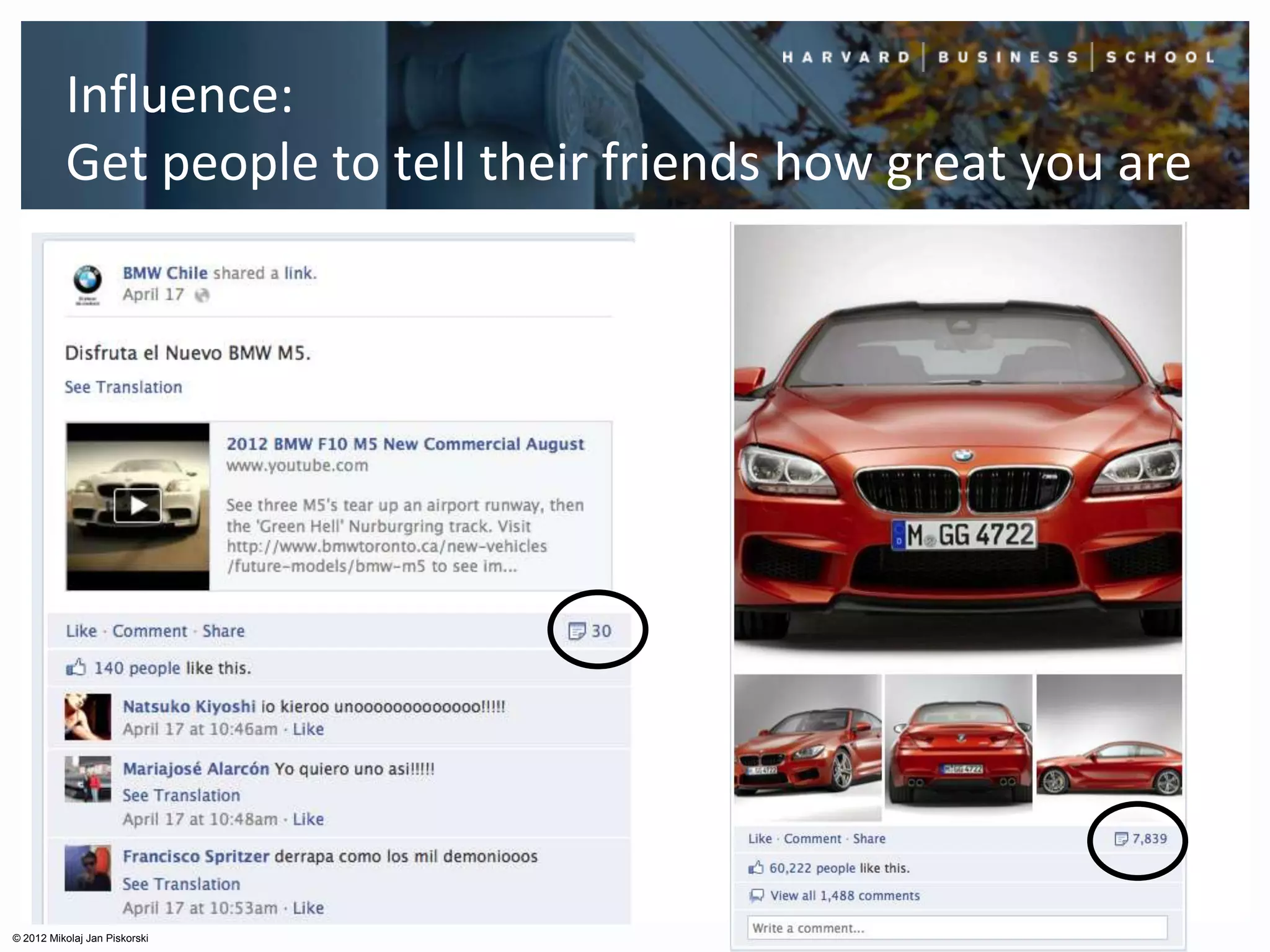 Influence:
          Get people to tell their friends how great you are




© 2012 Mikolaj Jan Piskorski
 