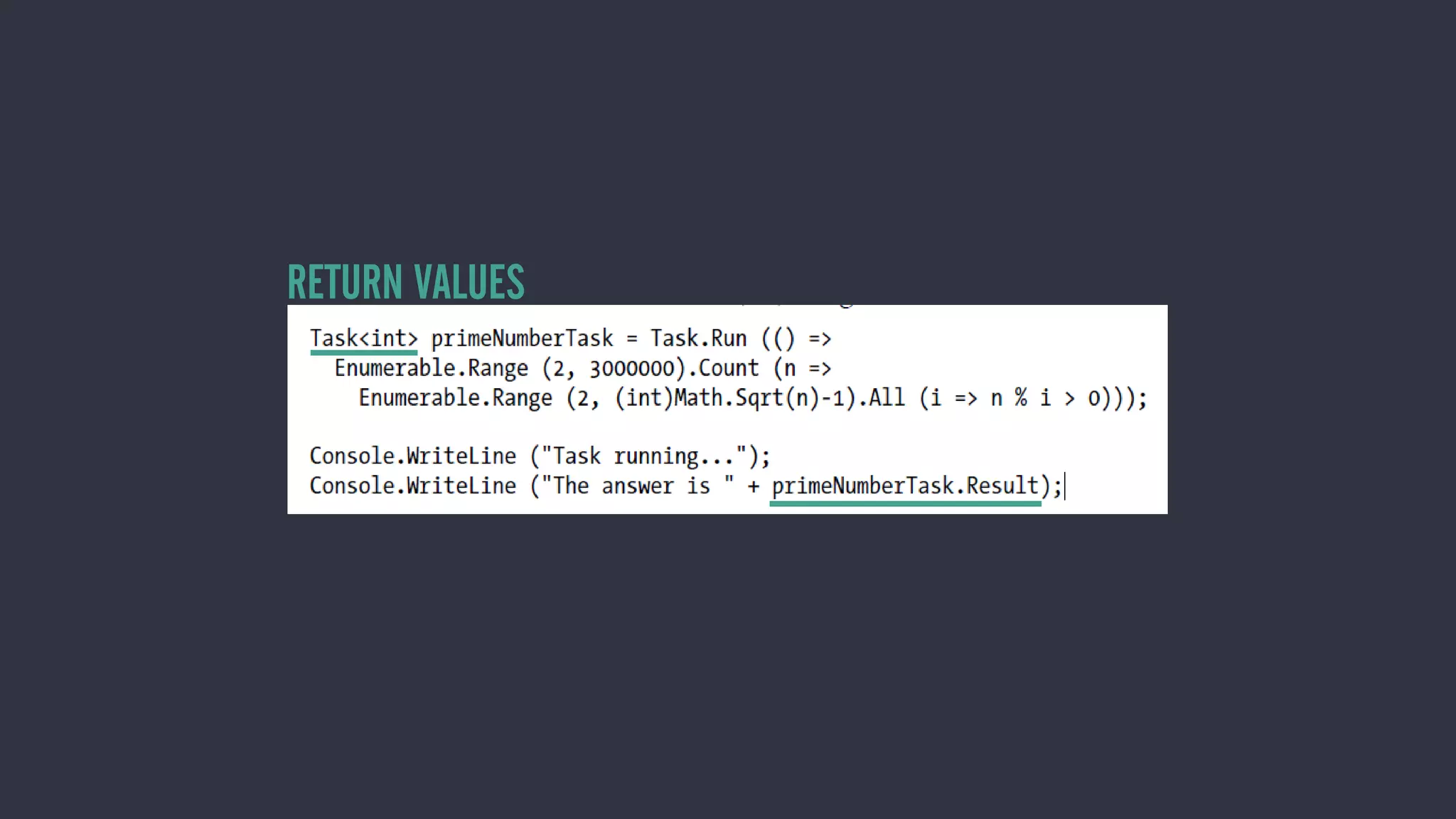 RETURN VALUES
 