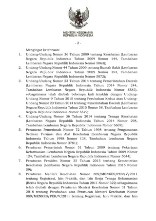 Se Hk 02 02 Menkes 24 2017 Juklak Registrasi Izin Praktik Dan Izin K Se Hk 02 02 Menkes 24 2017 Juklak Registrasi Izin Praktik Dan Izin K