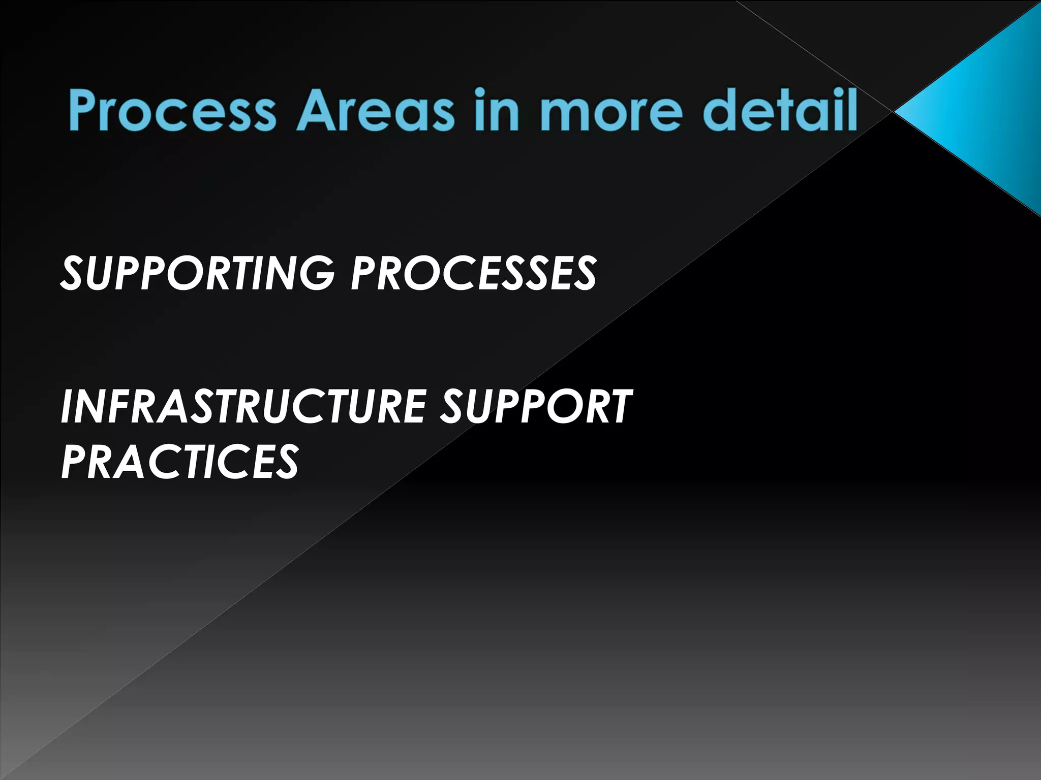 SUPPORTING PROCESSES
INFRASTRUCTURE SUPPORT
PRACTICES
 