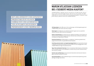 wArum AtlAssiAn-lizenzen
                                  bei //seibert/mediA kAufen?
                                  //sEibErt/mEdiA ist offizieller deutscher vertriebspartner des jirA-Herstellers Atlassian.
                                  daraus ergeben sich für sie handfeste vorteile, selbst wenn sie sich entscheiden, ihre jirA-
                                  Einführung intern und ohne professionelle Unterstützung durchzuführen. Es gibt gute gründe
                                  für den kauf von Atlassian-Lizenzen bei //sEibErt/mEdiA.
mit jirA EFFEktiv Und EFFiziEnt
ProjEktAbLäUFE PLAnEn,
vErWALtEn Und AUsWErtEn.
tEiLAUFgAbEn dELEgiErEn,
PriorisiErEn Und ÜbErWACHEn.      10 % naturalrabatt auf die JIRA-Lizenz in Form von Beratungs- und Schulungsleistungen durch
                                  //SEIBERT/MEDIA, wenn Sie die Lizenz bei uns kaufen.

                                  voller support durch Atlassian und zusätzlicher deutscher Support durch uns: persönlich,
                                  telefonisch oder per E-Mail, schnell und unkompliziert.

                                  hands-on-unterstützung durch Fehlersuche bzw. -behebung unmittelbar in Ihrem System und
                                  direkt über Desktop-Sharing-Sitzungen anstatt per E-Mail bzw. über die öffentliche JIRA-Instanz
                                  von Atlassian zum Reporting von Problemen.

                                  kostenlose einführung und Hilfestellungen zu strategischen, inhaltlichen, gestalterischen,
                                  programmiertechnischen und systemadministrativen Aspekten.

                                  vermittlung zwischen deutsch- und englischsprachigen nutzern durch persönlichen Kontakt
                                  zu Atlassian und direkte Kommunikation mit dem Hersteller, bis eine Lösung gefunden ist, falls
                                  //SEIBERT/MEDIA eine Frage nicht beantworten kann.

                                  tipps, tricks und Anwender-know-how in Form von kostenlosen Video-Tutorials und Fachartikeln,
                                  die Sie verwenden können, um Ihre Mitarbeiter zu schulen und sie mit den Funktionen des Sys-
                                  tems vertraut zu machen.

                                  kauf der lizenz auf rechnung bei einem deutschen Dienstleister nach deutschen Steuervor-
                                  gaben anstatt per Kreditkarte im Internet.

                                  keine Abnahmepflicht der Naturalrabattleistungen und natürlich keine Verpflichtung, kosten-
                                  pflichtige Leistungen abzunehmen.




                                                                                              AUFgAbEnmAnAgEmEnt mit jirA 18 / 19
 