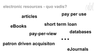 electronic resources - quo vadis?

 