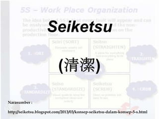 Narasumber :
http://seiketsu.blogspot.com/2013/03/konsep-seiketsu-dalam-konsep-5-s.html