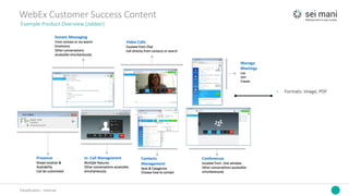 Classification	– Internal
WebEx	Customer	Success	Content
Example	Product	Overview	(Jabber)
› Formats:	Image,	PDF
 