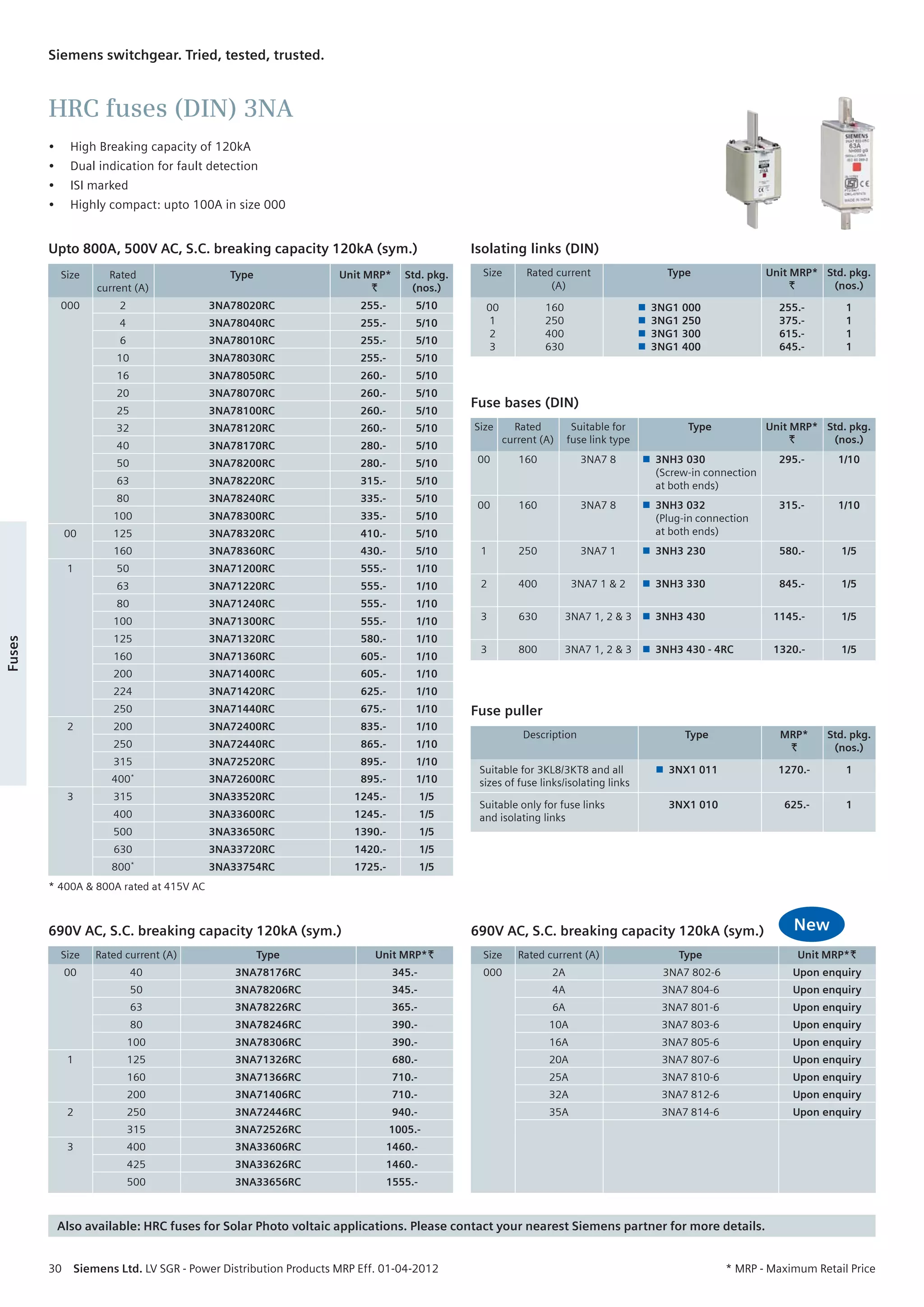 Seimens list price april 2012 | PDF