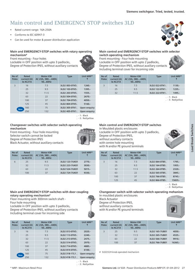 Seimens list price april 2012