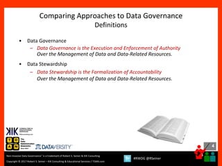 4
4
Copyright © 2017 Robert S. Seiner – KIK Consulting & Educational Services / TDAN.com
Non-Invasive Data Governance™ is ...