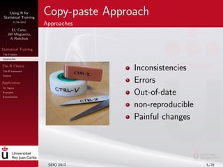 Using R for
 Statistical Training
                        Copy-paste Approach
         17/04/2012
                        ...