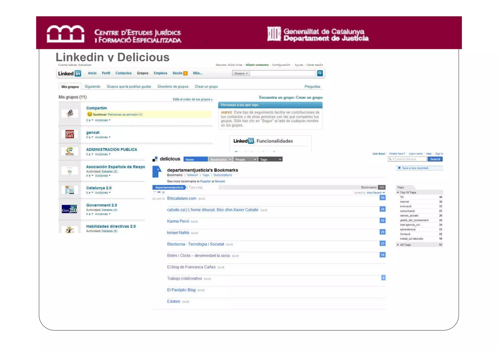 Linkedin y Delicious
 