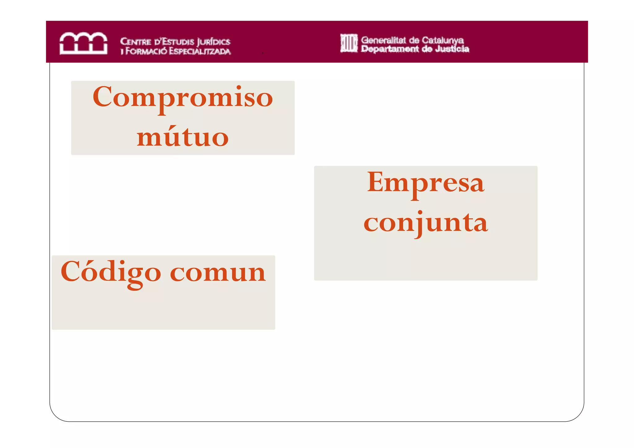 Compromiso
   mútuo
               Empresa
               conjunta
Código comun
 