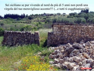 Sei siciliano se pur vivendo al nord da più di 5 anni non perdi una virgola   del tuo meraviglioso accento!!! (...e tutti ti cugghiunianu!!!) 