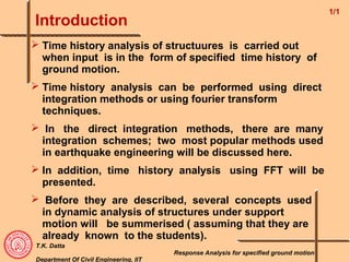 Seismic Analysis of Structures - II | PPT