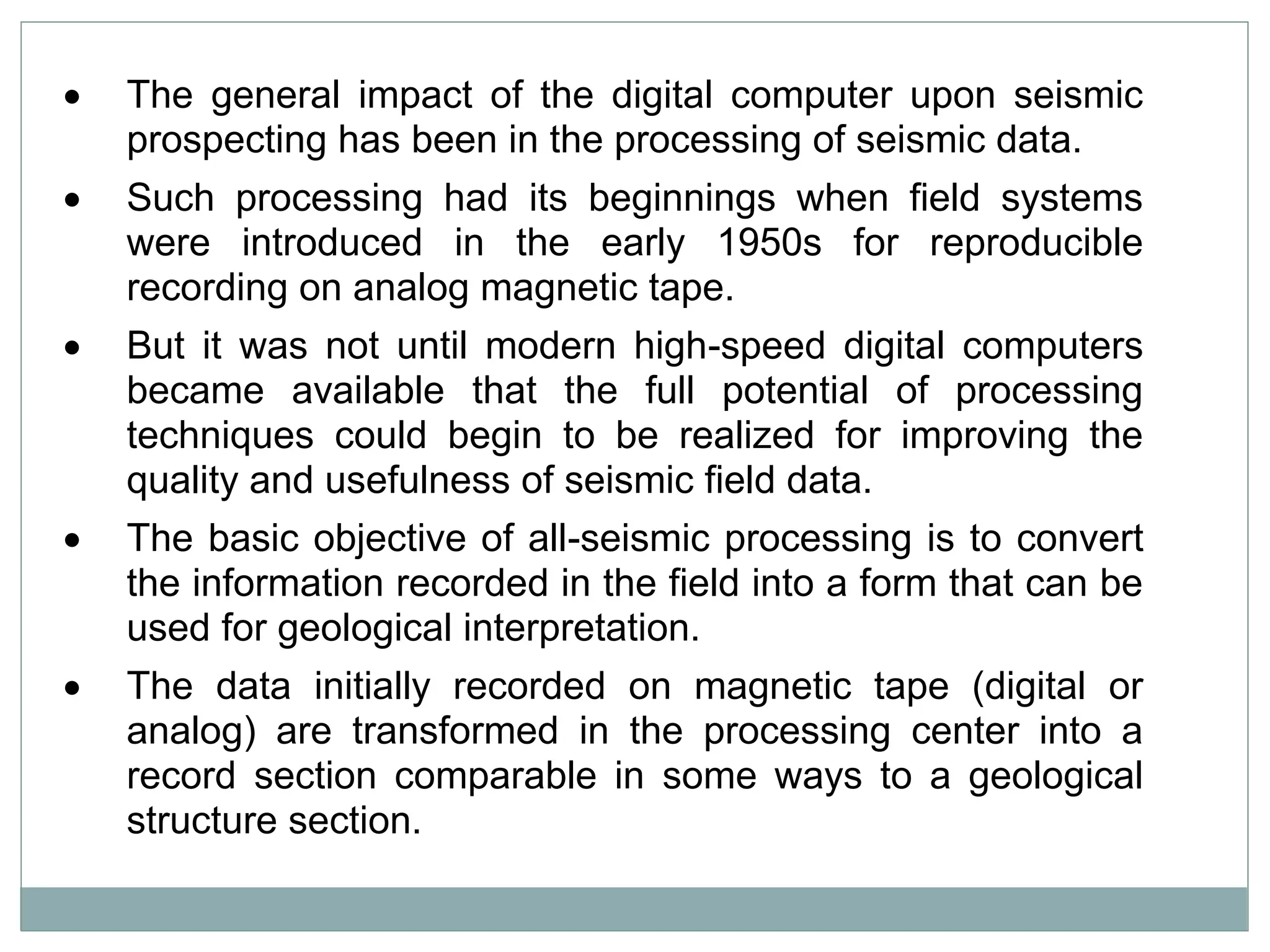 Seismic Processing Computer Seismic data processing | PPTX