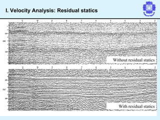 Without residual statics
With residual statics
I. Velocity Analysis: Residual statics
 