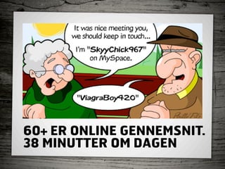60+ ER ONLINE GENNEMSNIT.
38 MINUTTER OM DAGEN
 