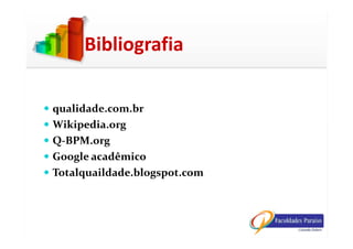 qualidade.com.br
Wikipedia.org
Bibliografia
Wikipedia.org
Q-BPM.org
Google acadêmico
Totalquaildade.blogspot.com
 