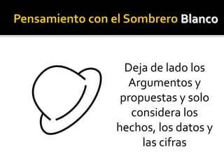 Deja de lado los 
Argumentos y 
propuestas y solo 
considera los 
hechos, los datos y 
las cifras 
 