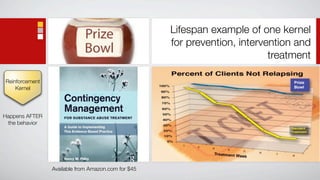 Lifespan example of one kernel
                                                    for prevention, intervention and
                                                                           treatment

Reinforcement
    Kernel




Happens AFTER
 the behavior




                Available from Amazon.com for $45
 