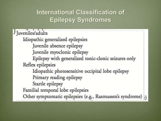International Classification of
Epilepsy Syndromes
 