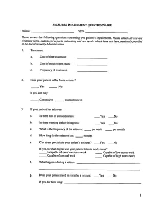 Seizure Impairment Questionnaire