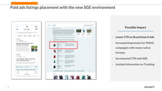 15
Paid ads listings placement with the new SGE environment
Possible Impact
• Lower CTR on Brand Search Ads
• Increased impression for PMAX
campaigns with newer native
formats
• Incremental CTR with SGE
• Limited information on Tracking
 