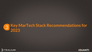 17 This document and the information in it are provided in confidence, and may not be disclosed to any third party.
Key MarTech Stack Recommendations for
2023
3
 