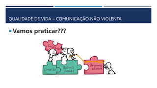 QUALIDADE DE VIDA – COMUNICAÇÃO NÃO VIOLENTA
Vamos praticar???
 