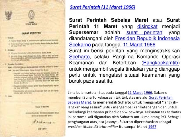 Isi Surat Perintah 11 Maret 1966 Contoh Seputar Surat