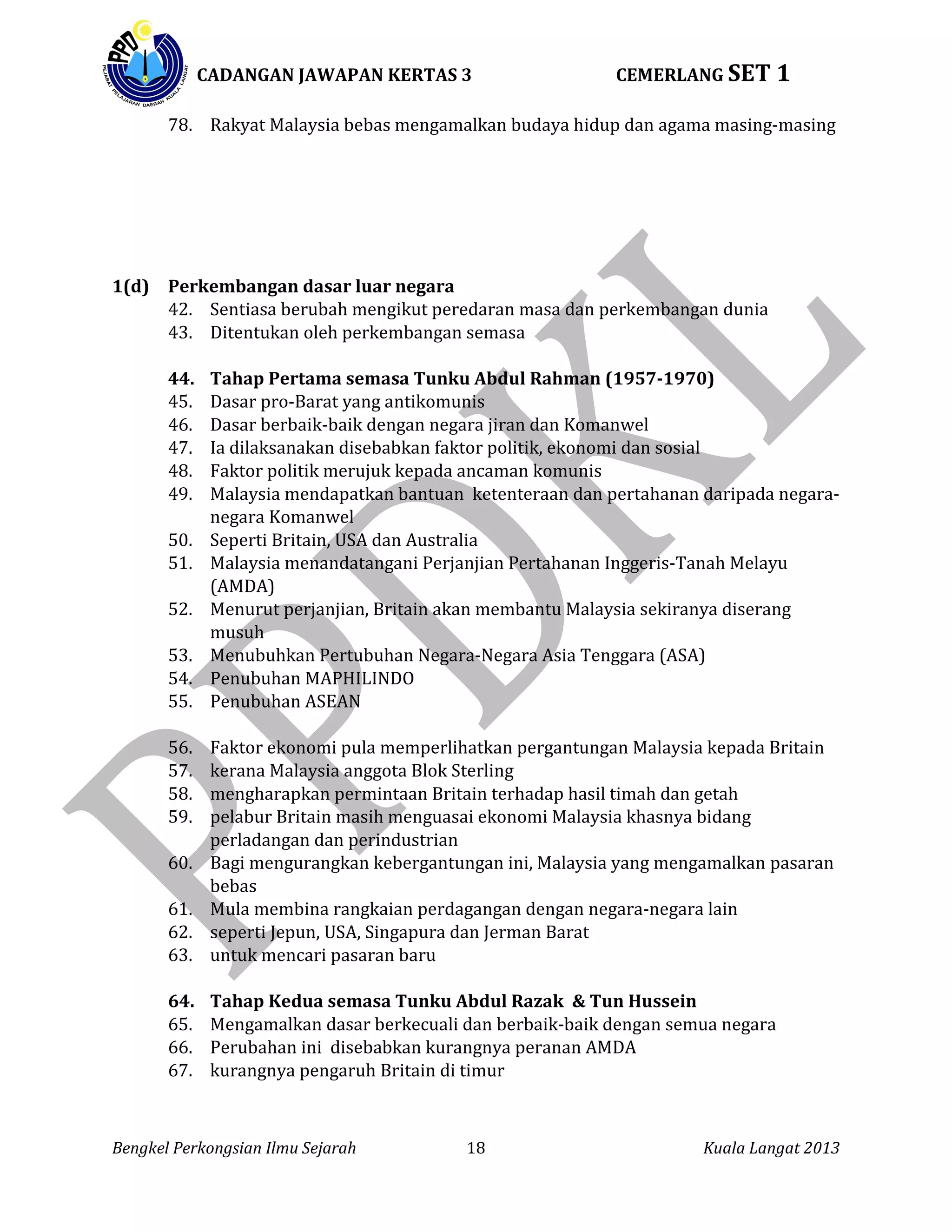 Sejarah Cadangan Jawapan K3 Set 1 Cemerlang-[1] | PDF