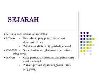 Persatuan ping pong ditubuhkan pada