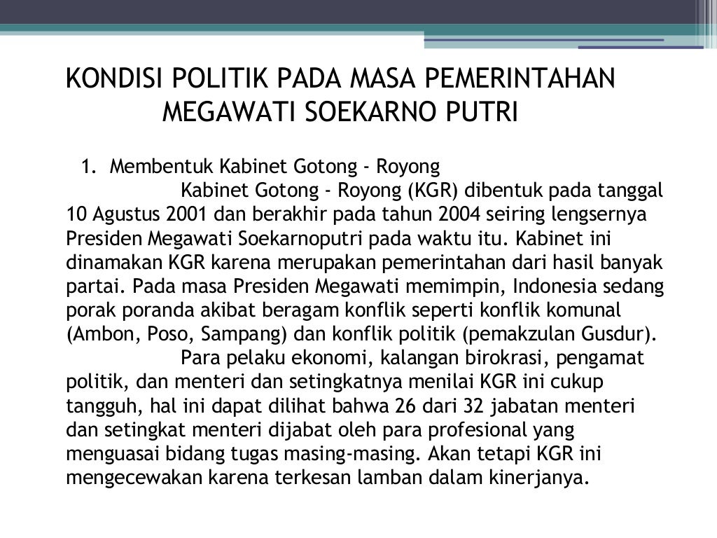 Sejarah - Kondisi Politik dan Ekonomi pada Masa Pemerintahan Megawati