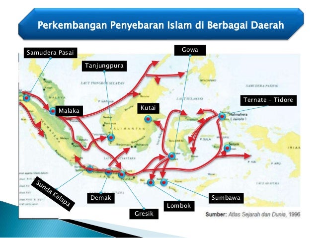 Peta tentang proses kedatangan islam di indonesia