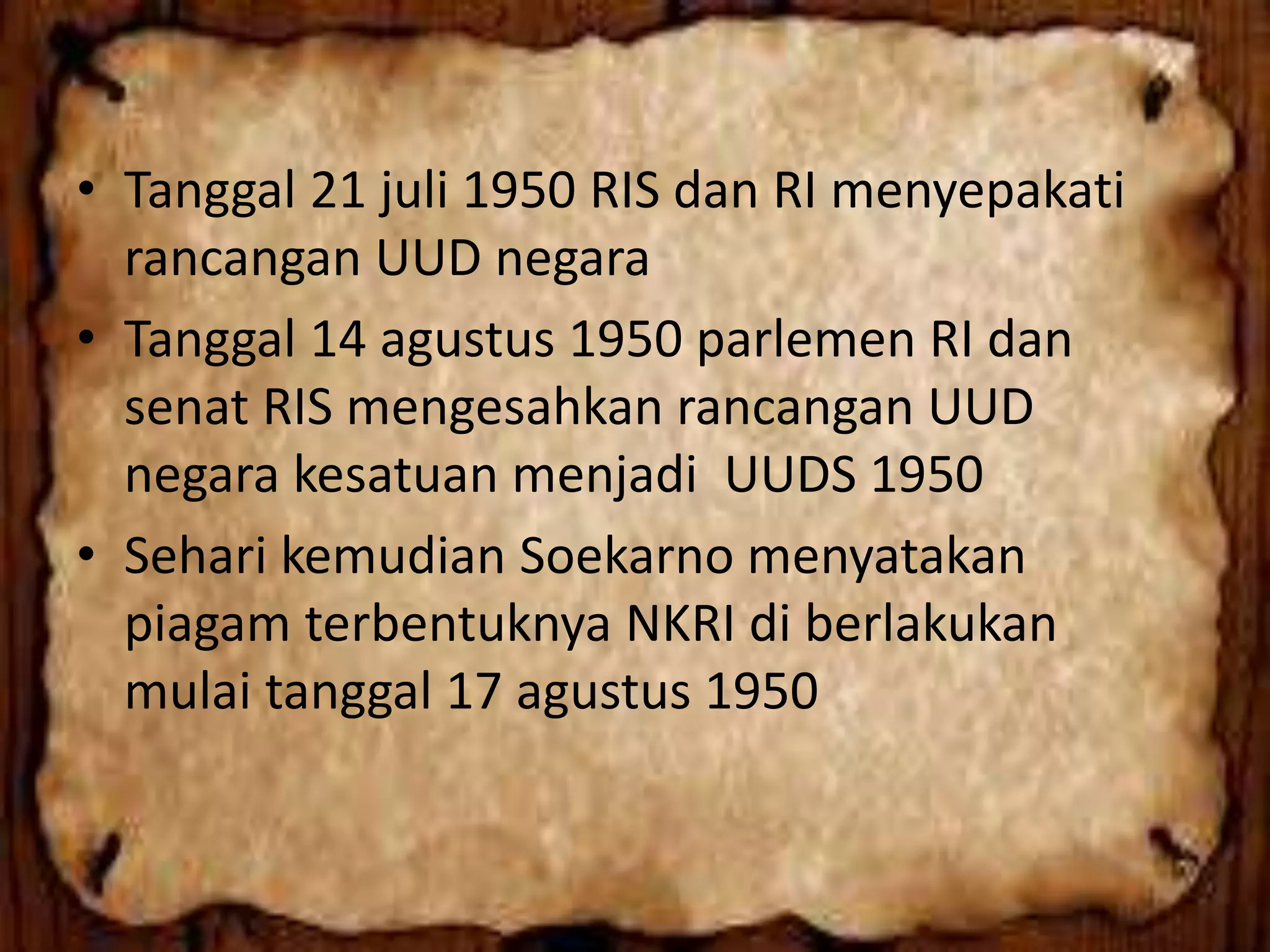 Senat Ris SEJARAH KEMBALINYA NKRI | PPTX
