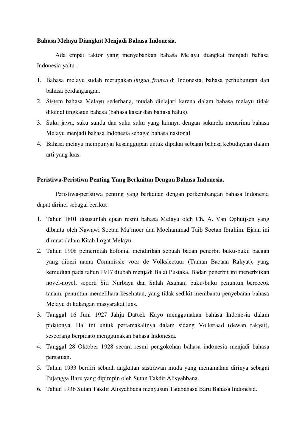 Sejarah bahasa indonesia