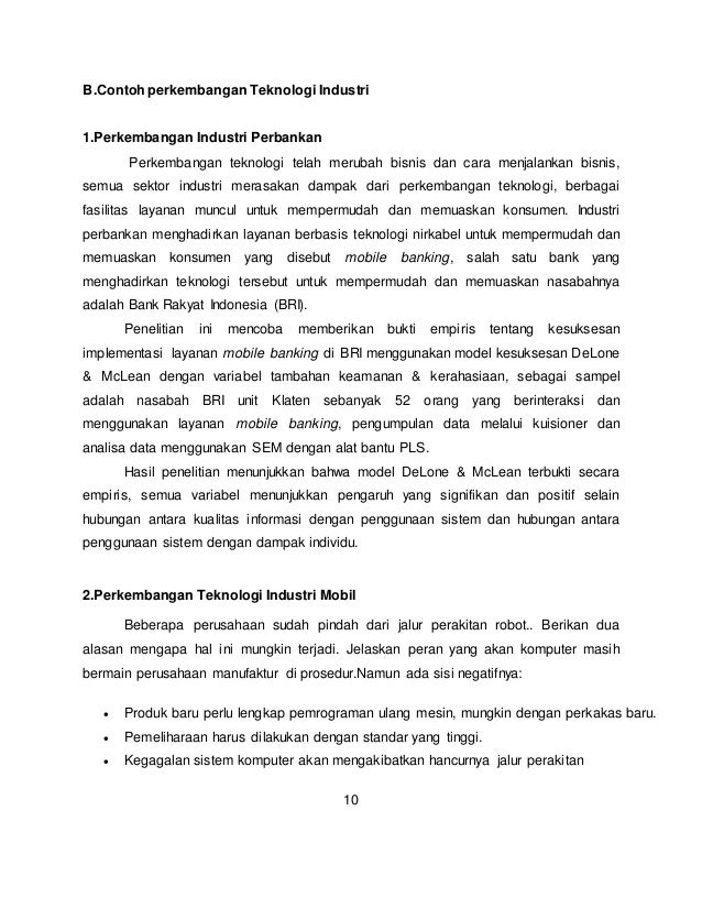 Sejarah dan contoh perkembangan teknik industri