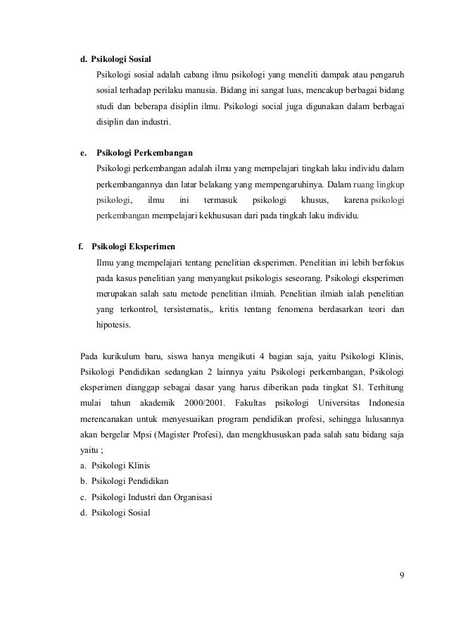 Sejarah Dan Pendidikan Psikologi Di Indonesia