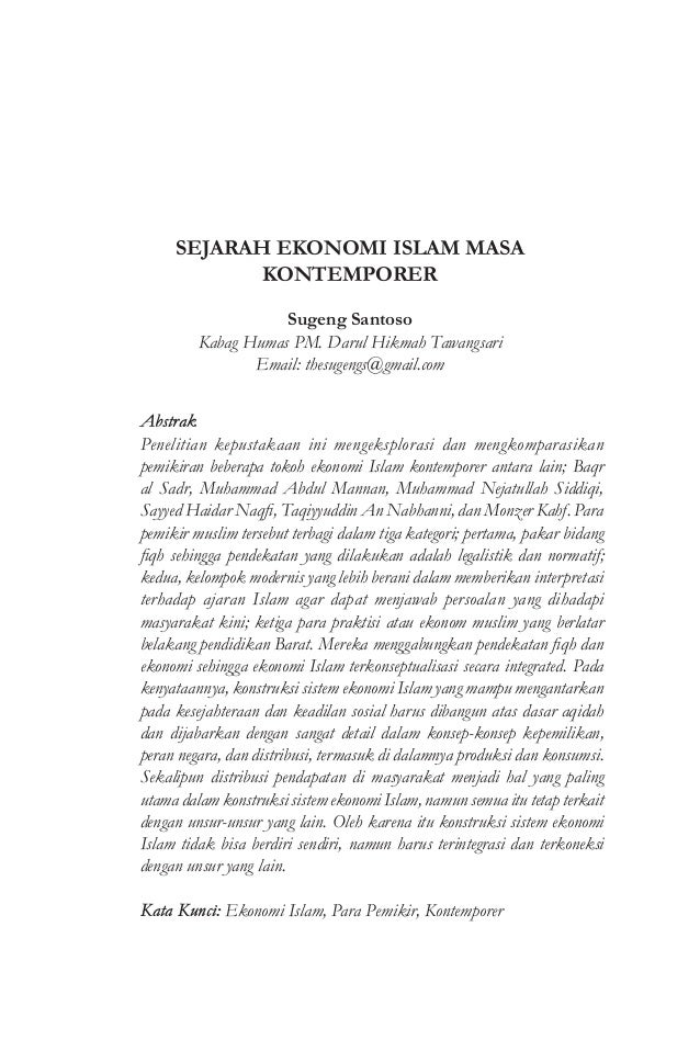 Sejarah Ekonomi Islam Masa Kontemporer