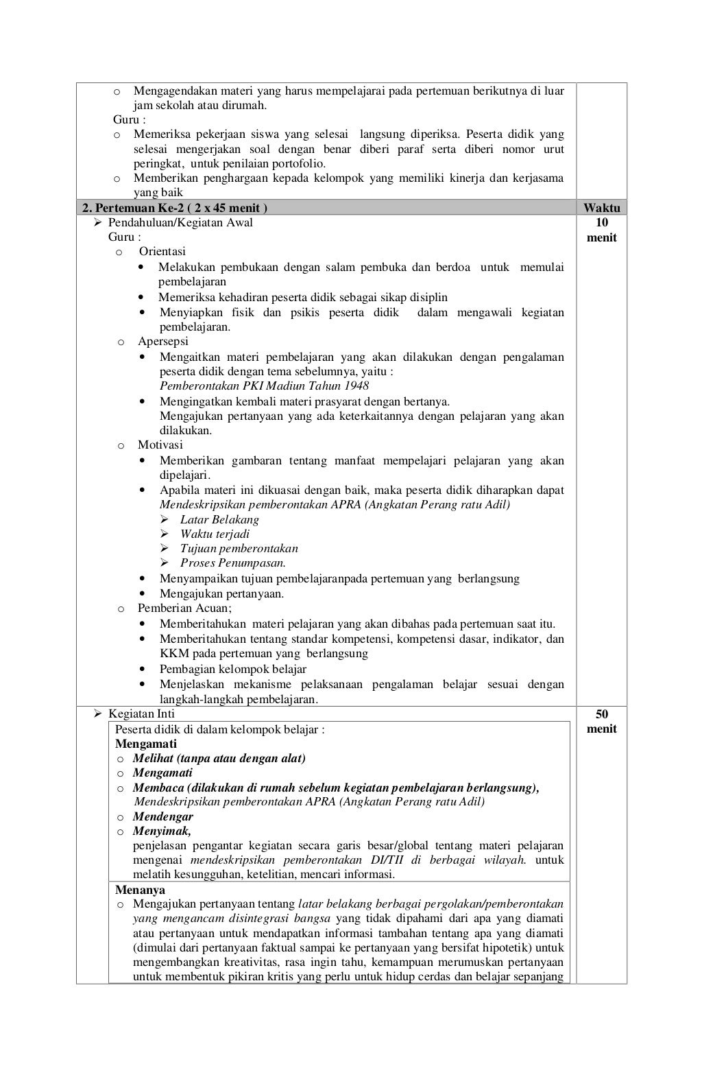 RPP SMA Sejarah Indonesia Kelas XII
