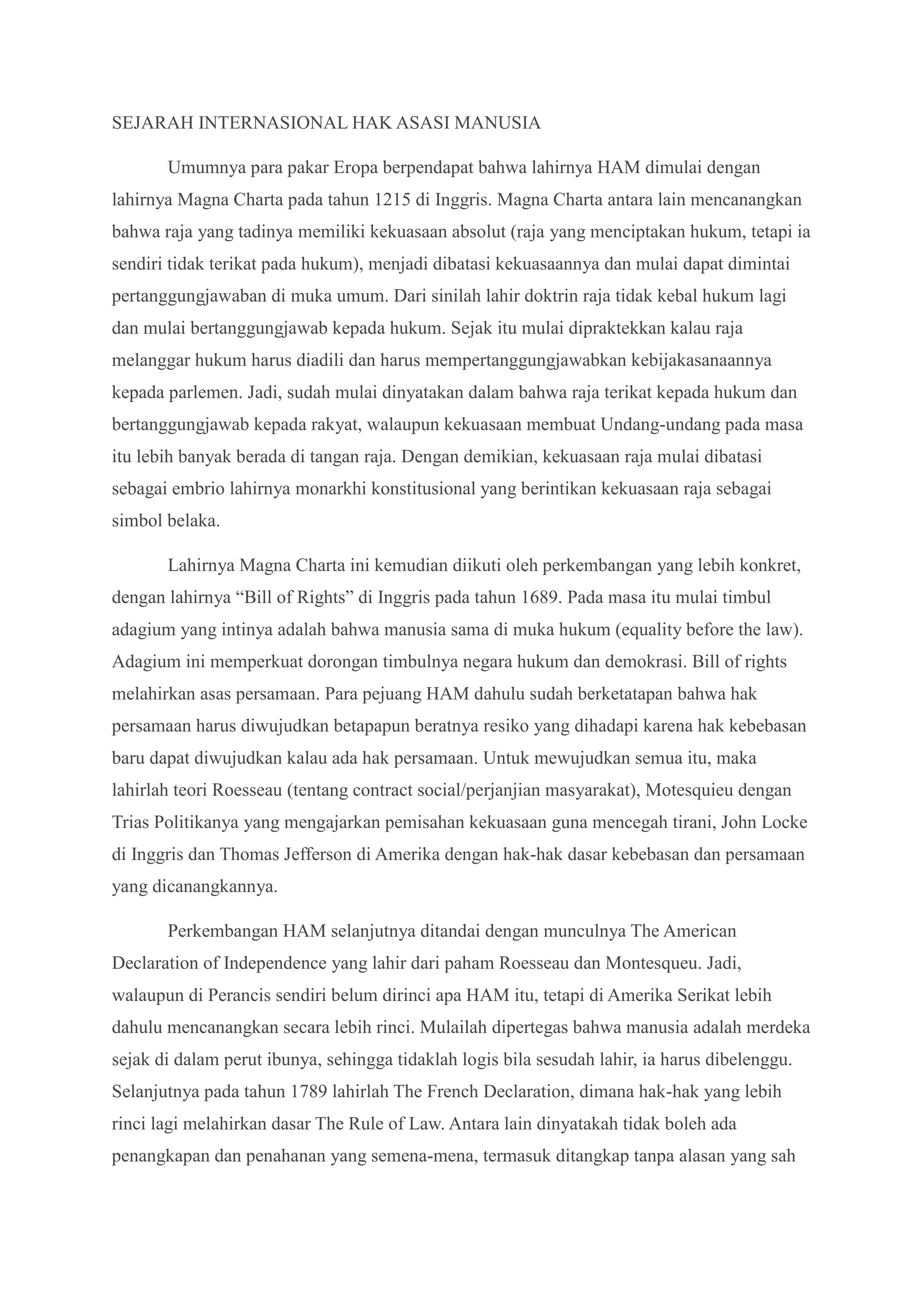 Sejarah Hak Asasi Manusia: Dari Magna Carta hingga PBB