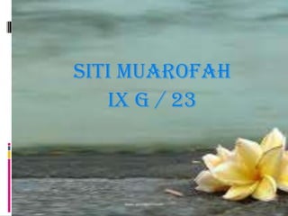 SITI MUAROFAH
   IX G / 23
 
