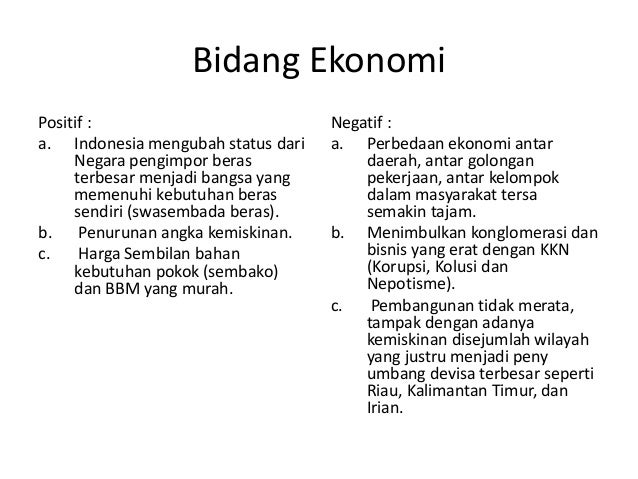 Dampak positif orde baru