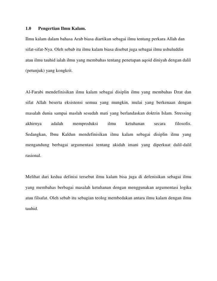 Sejarah Kelahiran Ilmu Kalam