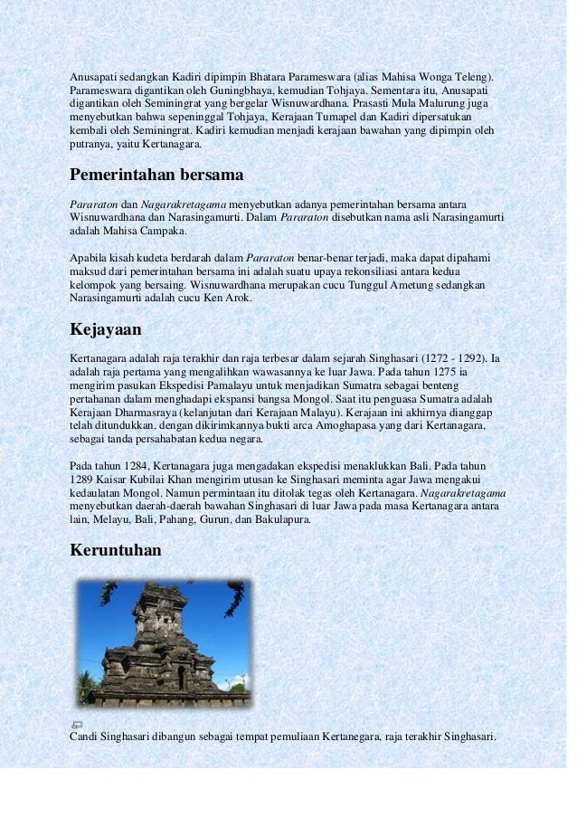 Sejarah Kerajaan Bercorak Hindu Budha Kerajaan Singasari Kerajaan