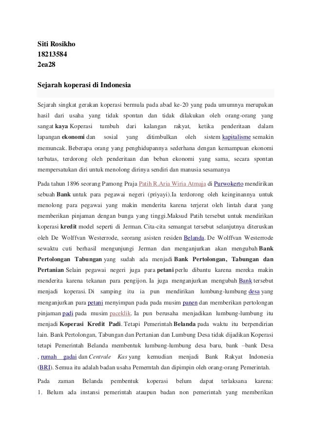 Sejarah Koperasi Dan Prinsip Koperasi Di Indonesia Sejarah Koperasi Dan Prinsip Koperasi Di Indonesia