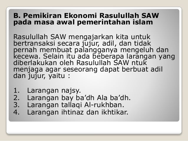 Sejarah Pemikiran Ekonomi Islam Masa Rasululullah Saw
