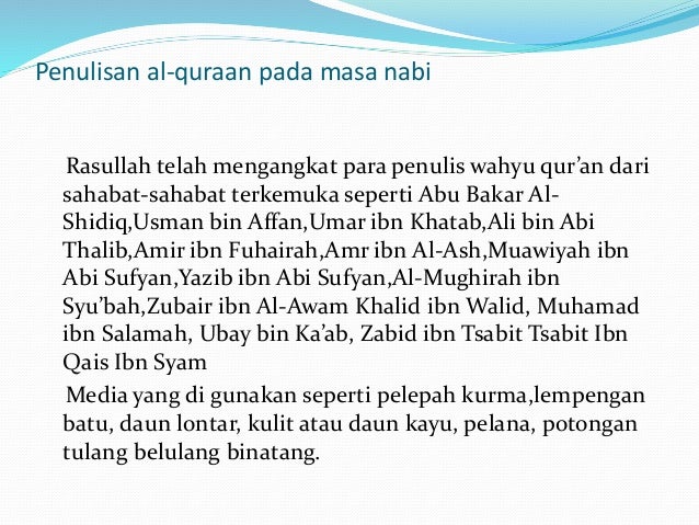 Penghimpun Dan Pembukuan Al Quraan