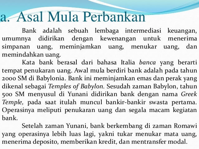 Sejarah Perbankan