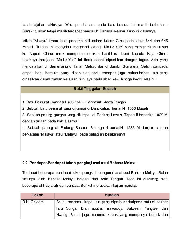 Sejarah perkembangan bahasa melayu