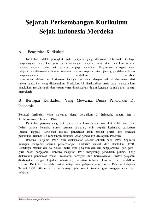Sejarah Perkembangan Kurikulum Sejak Indonesia Merdeka