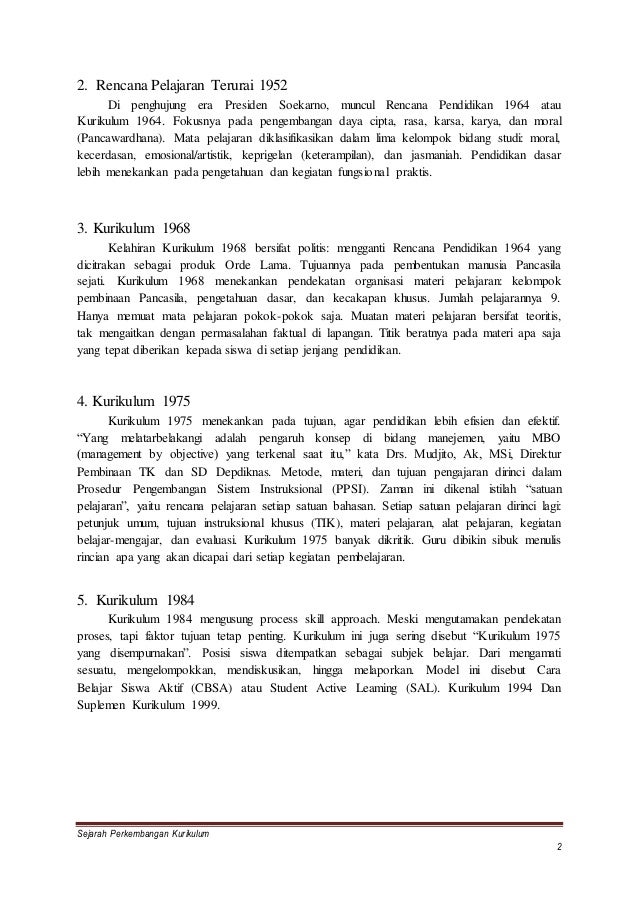 Sejarah perkembangan kurikulum sejak indonesia merdeka